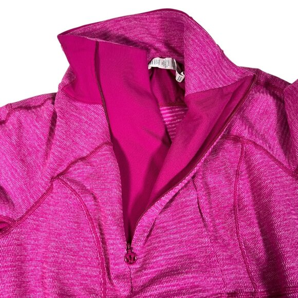 Lululemon Womens Pink Base Runner 1/2 Zip Mini Check Pique Raspberry Top Size 6 - Picture 4 of 15